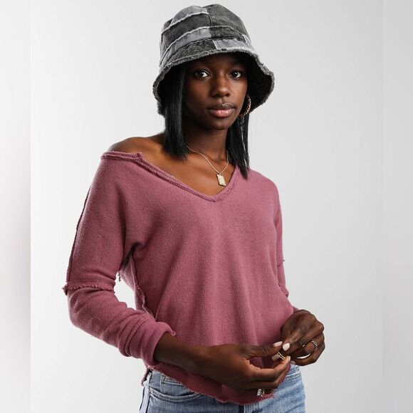 Free People We Come & Get It Knit Top Sweatshirt Blush Pink Sz M - Picture 1 of 11